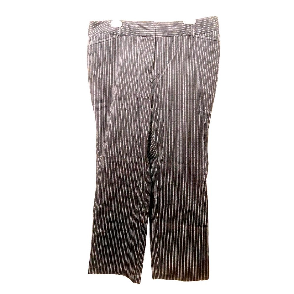 Venezia wide leg black pin striped mid-rise pants zs 16